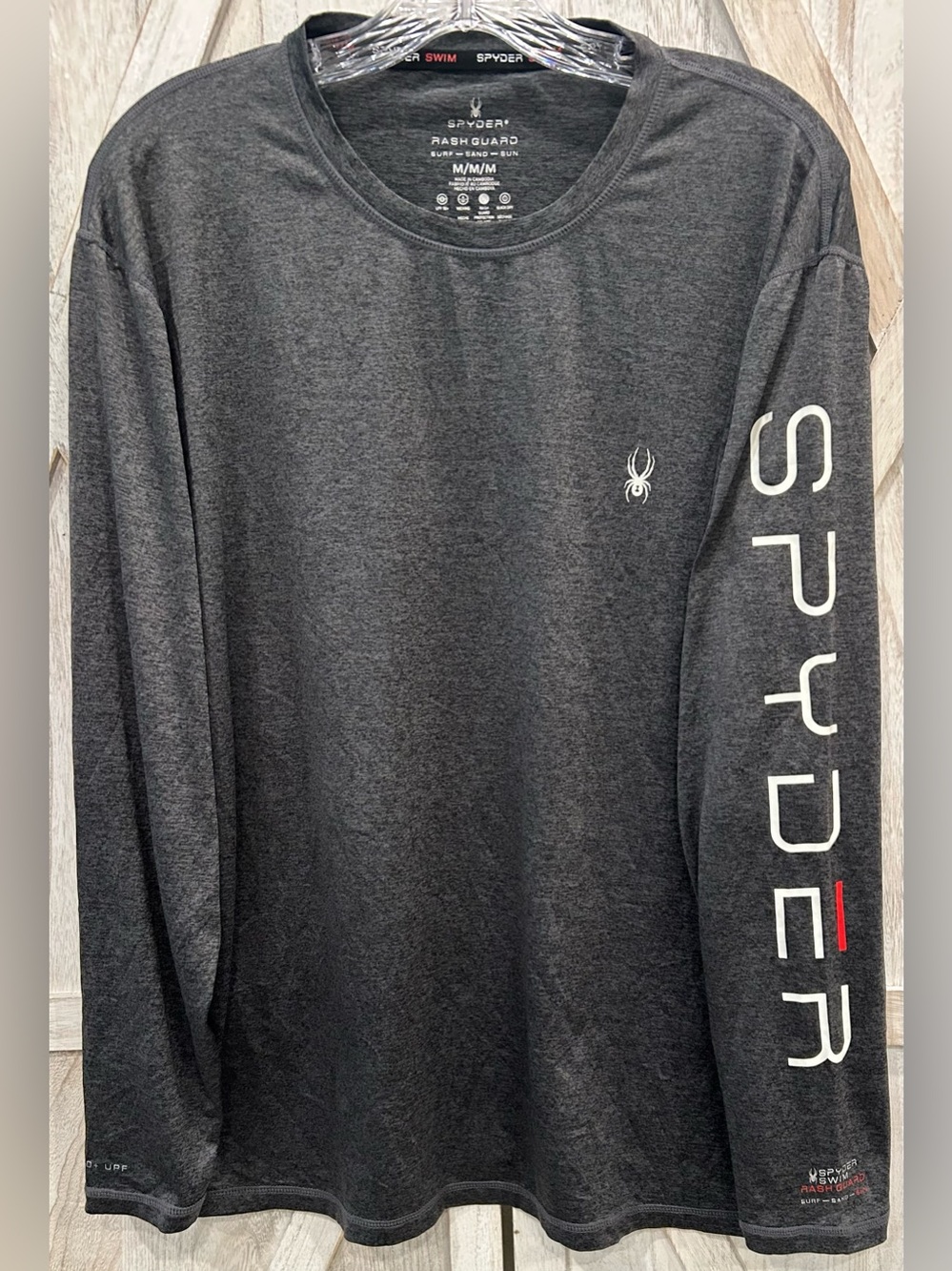 Spyder Active Swiim Men’s Mens Medium Rash Guard UPF 50+ L/S Gray Quick Dry